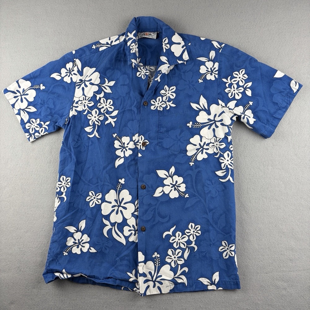 Pacific Legend Vintage Hawaiian Shirt Blue Floral USA Men's Small
